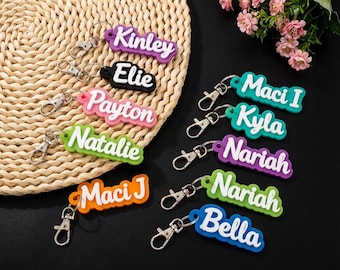 Personalized Acrylic Name Keychain for Kids, Backpack, Lunchbox & Diaper Bag Tag, Custom Retro Name, Cute Gift Accessories