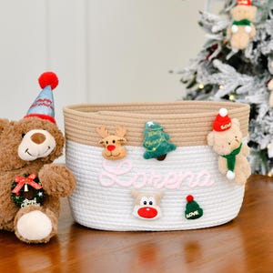 Custom woven cotton rope basket for newborn nursery, farmhouse decor, housewarming gift, personalized storage box