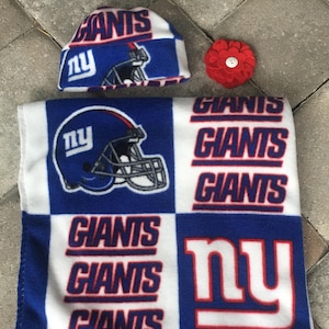 New York Giants NFL Newborn baby fleece blanket & hat gift set