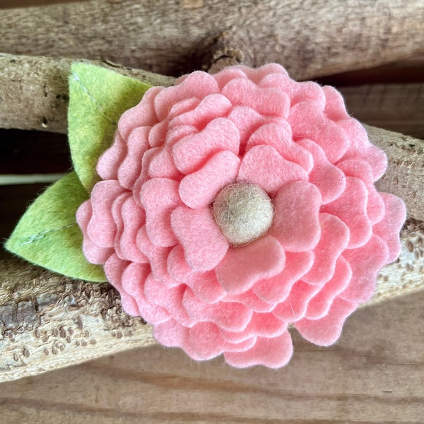 Wool Felt Dog Collar Pink ROSE Flower Attachment Removable Pet Accessory