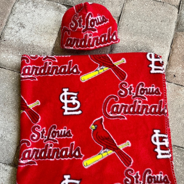 St Louis Cardinals MLB Newborn baby fleece blanket & hat gift set