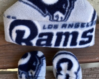 Los Angeles Rams Newborn Baby Fleece Hat & Mittens Gift Set