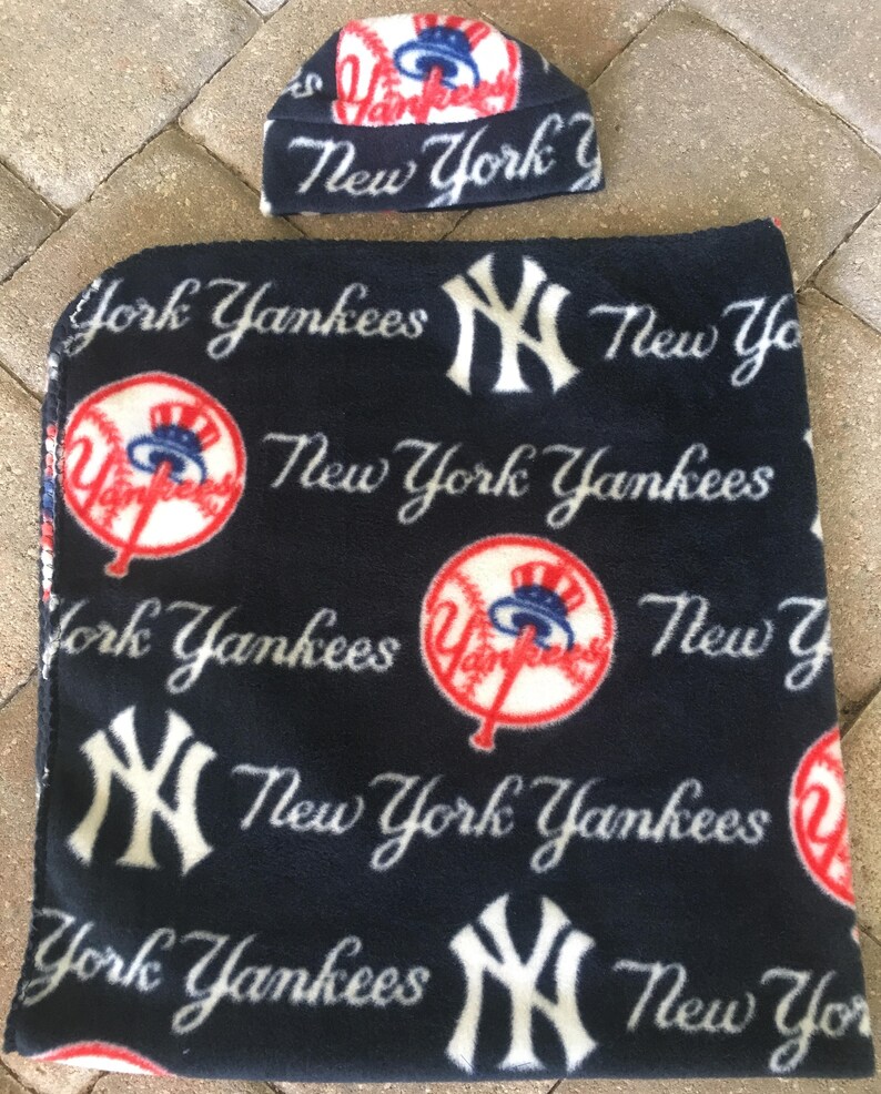 New York Yankees MLB Infant Newborn Baby Fleece Blanket & Hat Etsy