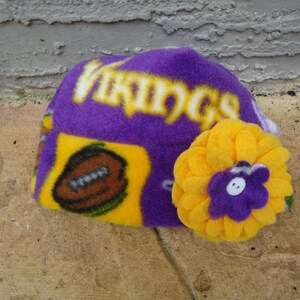 Minnesota Vikings Flower Hat Sizes Newborn baby girls to Adults image 2