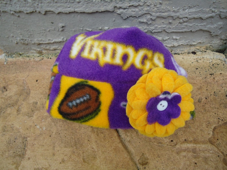 Minnesota Vikings Flower Hat Sizes Newborn baby girls to Adults image 2