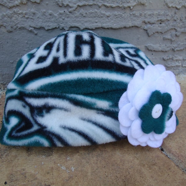 Philadelphia Eagles Fleece Flower Hat - Perfect for Newborn Girls to Adult Women