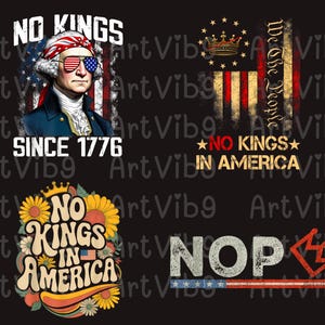 No Kings in America PNG & SVG, Anti Trump, Resist png, nope ,Anti MAGA Protest ,Democracy Not Monarchy png,  ,Fourth Of July svg