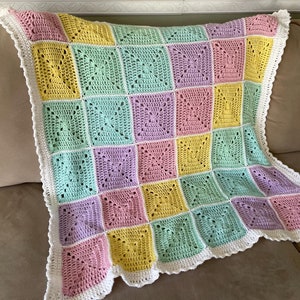 Rainbow Dreams Granny Square Baby Blanket