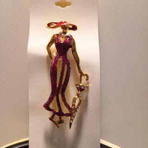 Vintage Rare Collectable New Red Hat Society Genuine Swarovski Crystal Pin, Red Hat Society Jewelry Gift