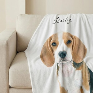 Manta tapizada con foto de mascota y nombre personalizado: Foto personalizada de gato y perro con efecto acuarela, manta para amantes de los gatos y los perros. imagen 10