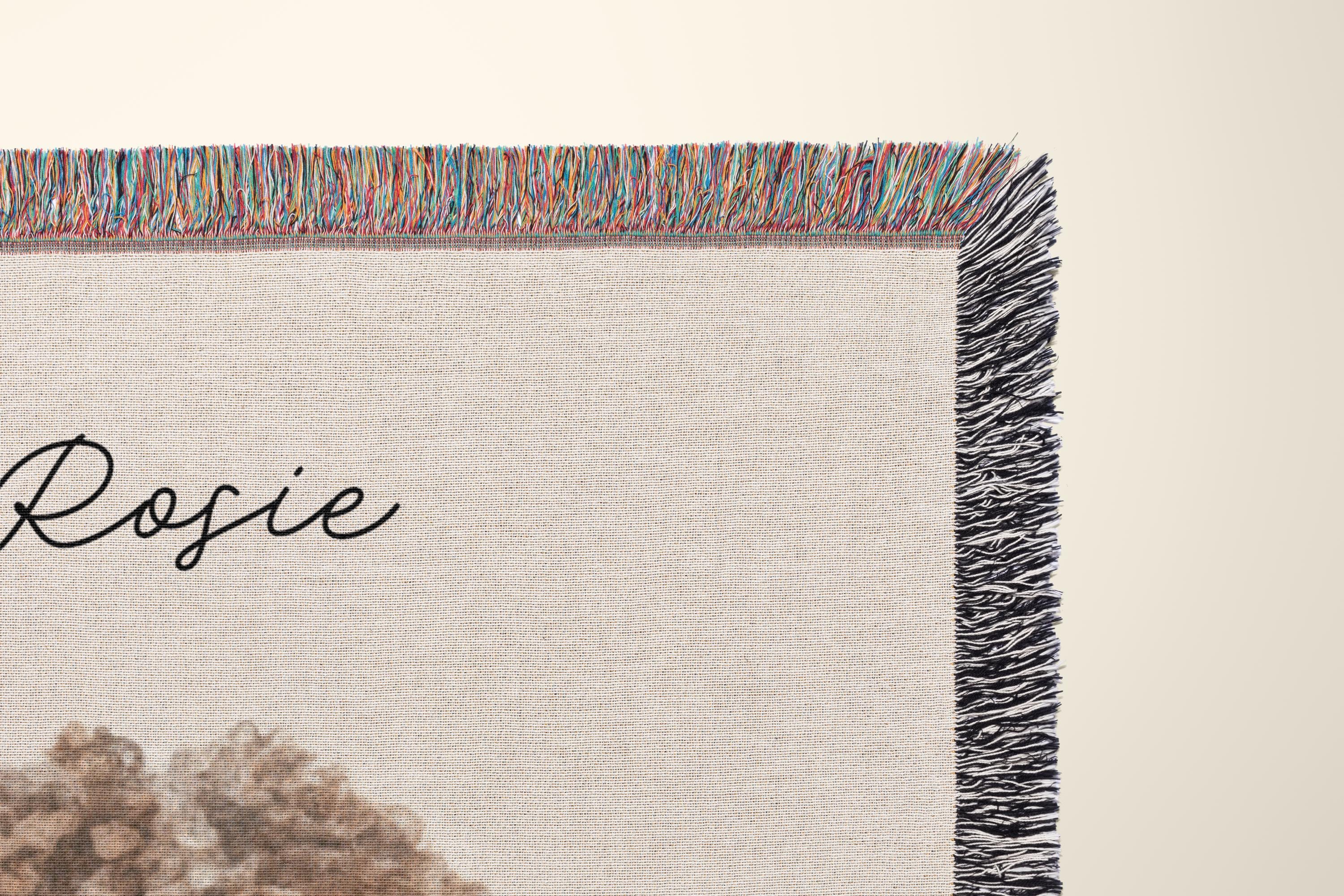 Pet Photo Tapestry Blanket with Custom Name: Personalized Cat and Dog Photo with Water Color Effect, Throw for Cat Moms and Dog Lovers