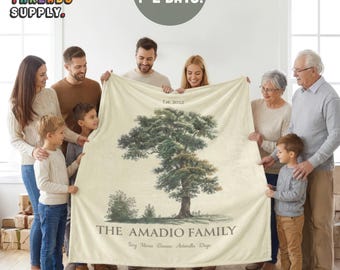 Personalized Family Tree Blanket: Custom Name Keepsake Throw, Minky or Sherpa