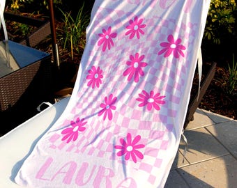 Personalized Retro Beach Towel: Groovy Custom Name, Vintage Style