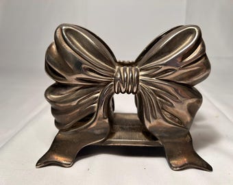 ヴィンテージ ゴディンガー シルバーメッキ 特大リボン ナプキンホルダー レターホルダー 1980年代 ロマンチックなテーブルデコレーション コレクターズアイテム シルバープレートアクセサリー