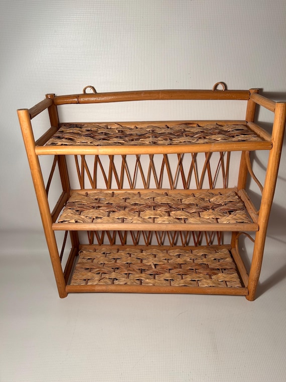 すごくお買い得‼️ヴィンテージウィッカーラタンシェルフ棚ラタン