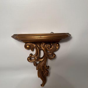 Aplique de pared vintage MCM Syroco de madera pintada en oro, para colgar y montar, decoración para el hogar, años 70