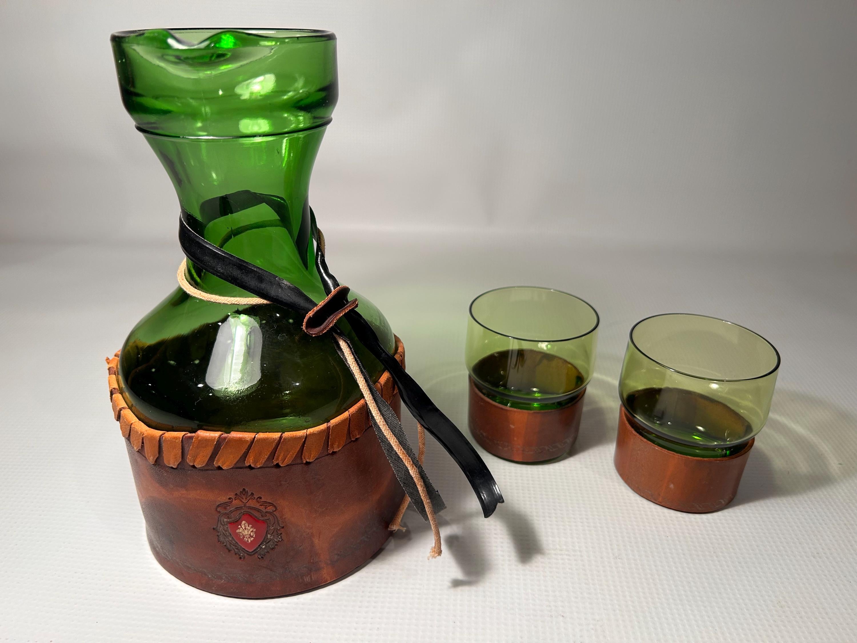 Vintage italian leather wrapped decanter - Etsy 日本