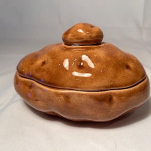 Prato de cerâmica vintage Atlantic Mold para batatas assadas com tampa – Decoração retrô para cozinha