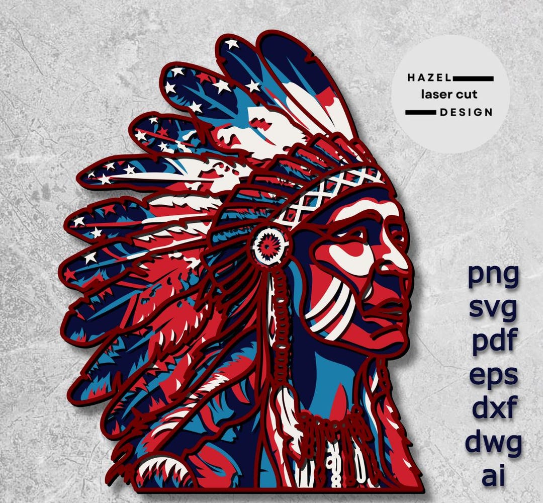 Native American Injun Laser Cut File 3D Layered Cutting - Etsy