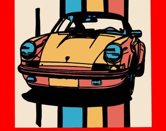 DIY ポルシェ911 ペーパークラフト カー ギフト、ブルー＆イエロー