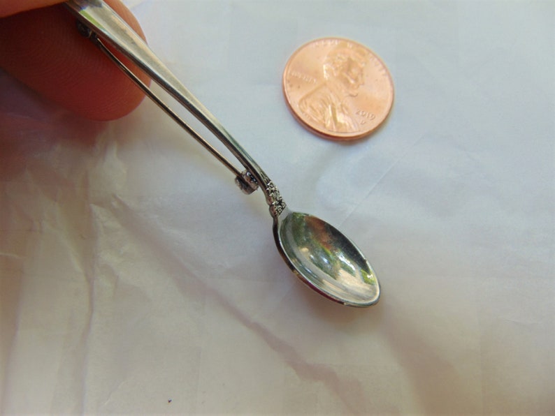 Vintage Miniature Sterling Silver Spoon Pin Brooch Exquisite Etsy