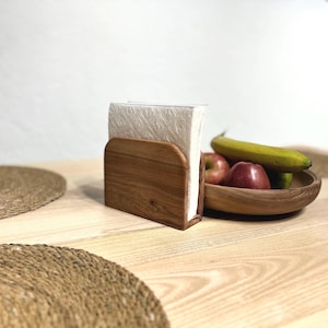 Holz Serviettenhalter - Anpassbarer Massivholz mit Gravuroption