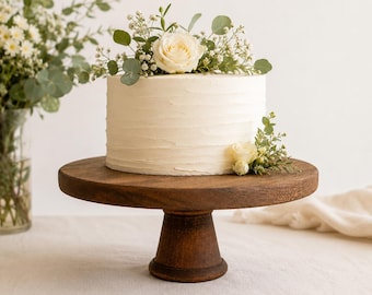 Soporte para pastel de boda de nogal, pedestal de madera para pastel, decoración rústica para bodas, soporte para pastel