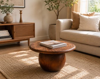 Mesa de centro de nogal con pata esférica