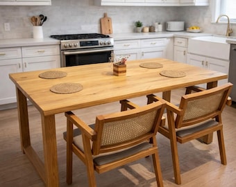 Handcrafted Solid Oak Dining Table: Seats 4, Scratch Resistant