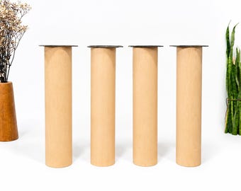 Patas cilíndricas de madera maciza de haya para mesa de comedor (4 piezas) – Soporte de repuesto
