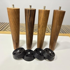 Nussbaum Holz Möbelfüße - Verjüngende Sofa & Couch Füße Set 4-tlg