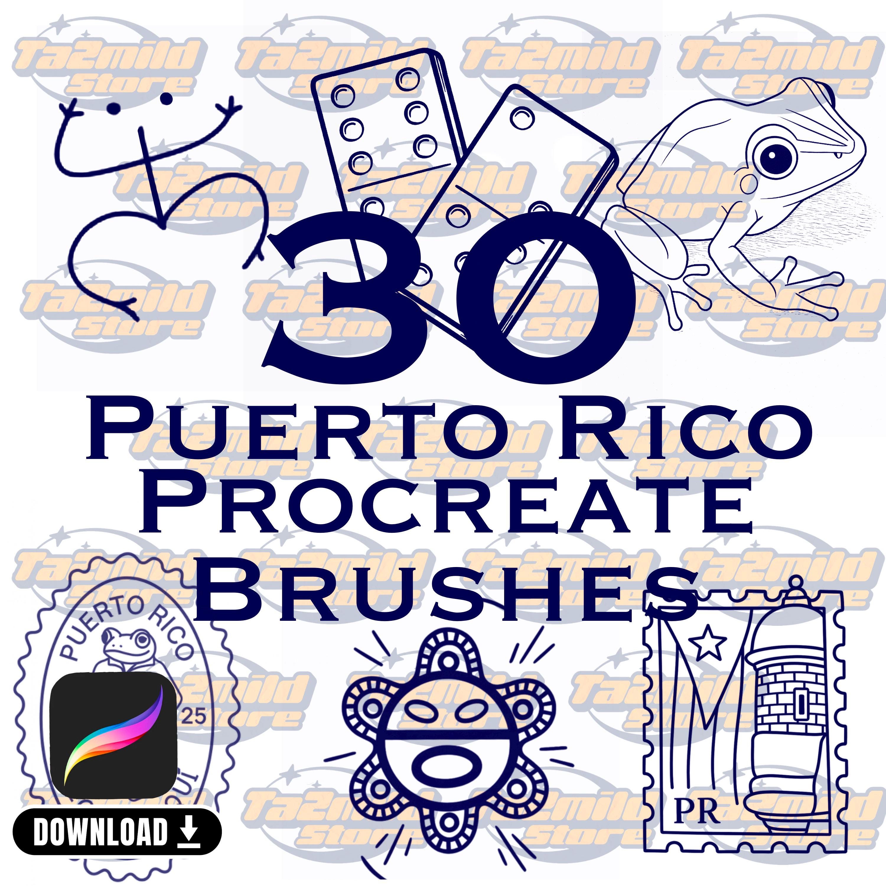 Puerto Rico Procreate Brush Set: Boricua Tattoo Stamps (Digital Download