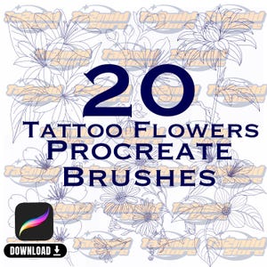 Flower Tattoo Procreate Pinsel: Botanische Stempelbürsten-Set (Instant Download)