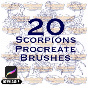 Scorpion Tattoo Procreate Stamps: Brush Set, Line Art (Digital Download