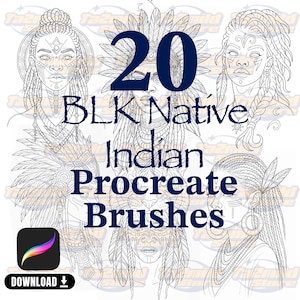 20 pinceles para sellos de Procreate / Sellos de mujer negra nativa americana / Mujer tribal / Clipart de Procreate de afroindígena / Sellos de tatuajes digitales