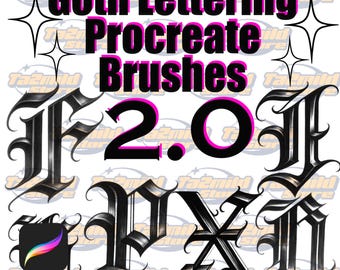 Gothic Tattoo Lettering Brushes: Procreate Alphabet Stamp Set (Digital Download)