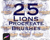 Lion Procreate Stamp Brushes: African Wildlife, Tattoo Reference (Digital Download)