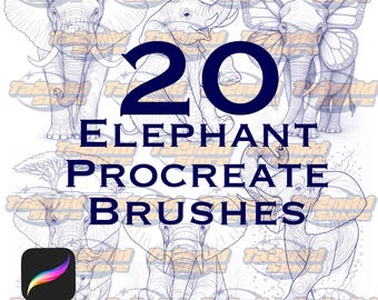Elephant Procreate Stamp Brush Set: Wildlife Tattoo Art (Digital Download)