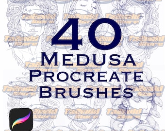 Medusa Tattoo Stamps: Procreate Brush Set, Snake & Woman Designs (Digital Download