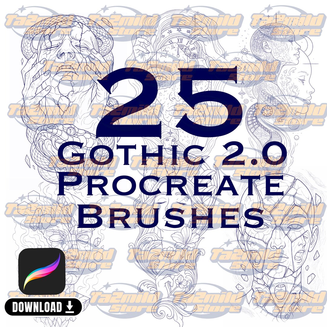 Creepy Gothic Procreate Brushes: Horror Tattoo Stamps (digital Download ...