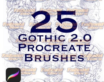 Creepy Gothic Procreate Brushes: Horror Tattoo Stamps (Digital Download)