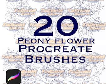Peony Procreate Brushes: Floral Tattoo Stamp Set (digital Download - Etsy