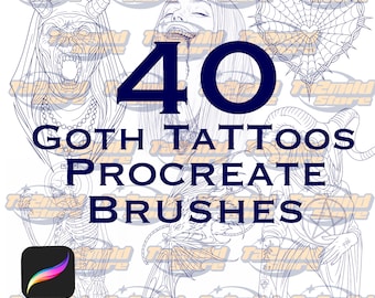 Gothic Horror Procreate Brushes: Tattoo Stamp Set (Digital Download