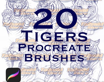 Tiger Tattoo Procreate Briefmarken | Flash Design Pinsel Set (Digitaler Download)