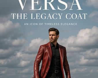 Red Genuine Leather Long Coat, Gothic Fitted Trench Overcoat