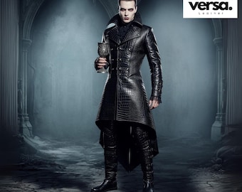 Gothic vampier krokodillenleren slipjas - steampunk-cosplay bovenkleding