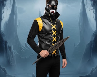 Genuine Leather Vampire Vest: Gothic Cosplay Costume