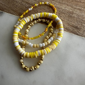 Beautiful yellow clay disc beaded bracelet