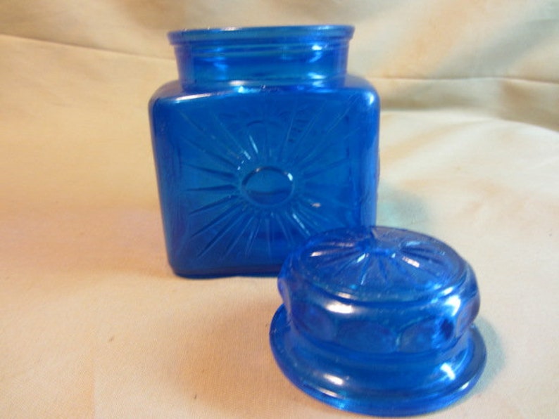 Vintage Painted Jar With Lid Canister Jar Candy Jar in Blue Etsy
