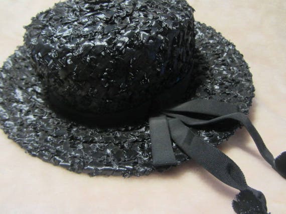 Vintage Woven Black Hat Original by Roberta Berna… - image 9